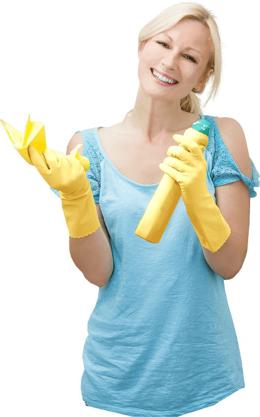 Happy Woman Cleaning Supplies