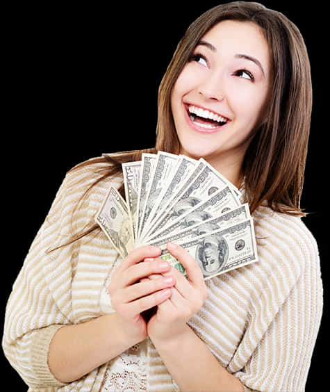 Happy Woman Holding Money