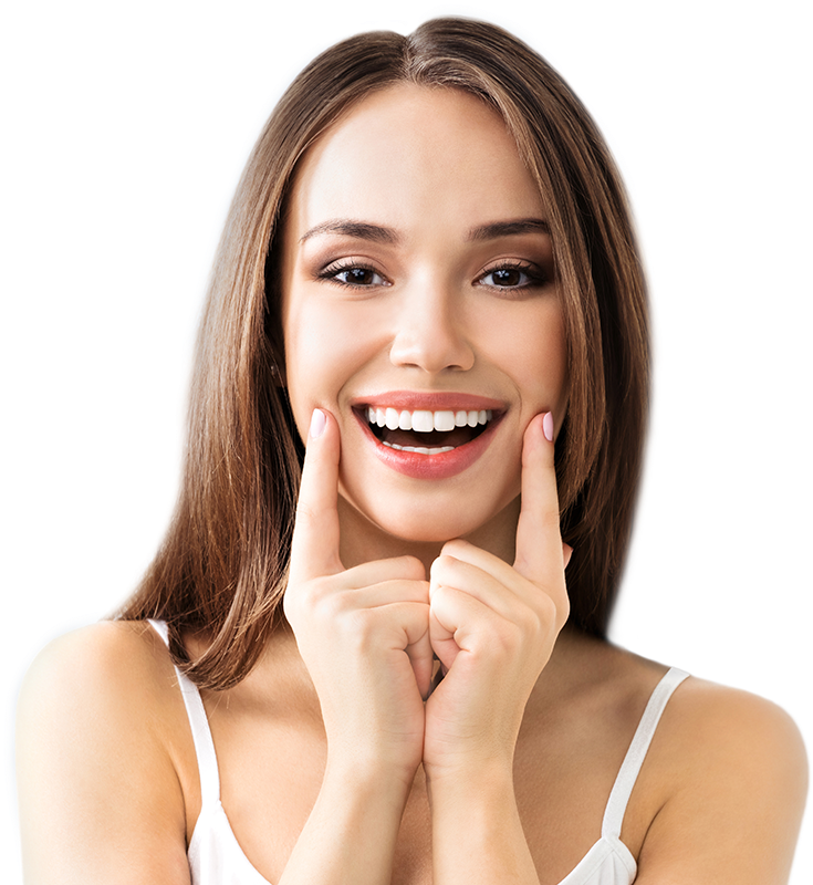 Happy Woman Showing Healthy Teeth