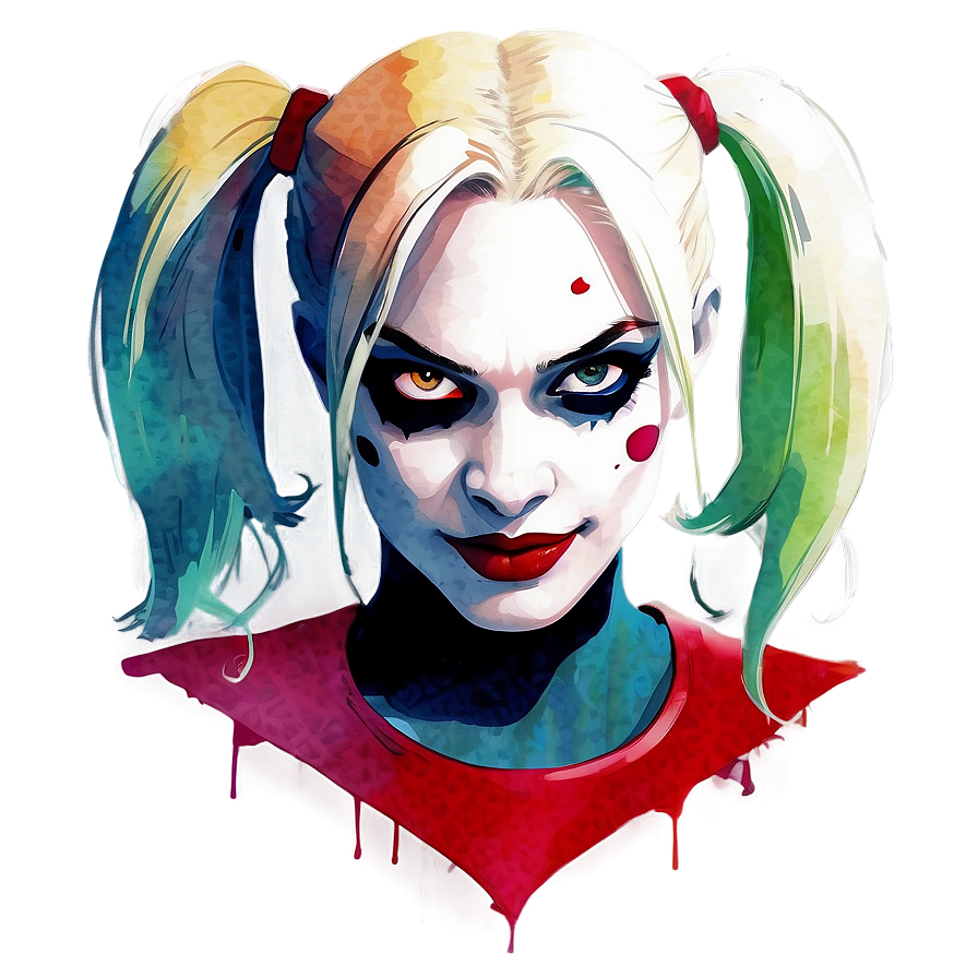 Harley Quinn Watercolor Art Style Png Cnv86