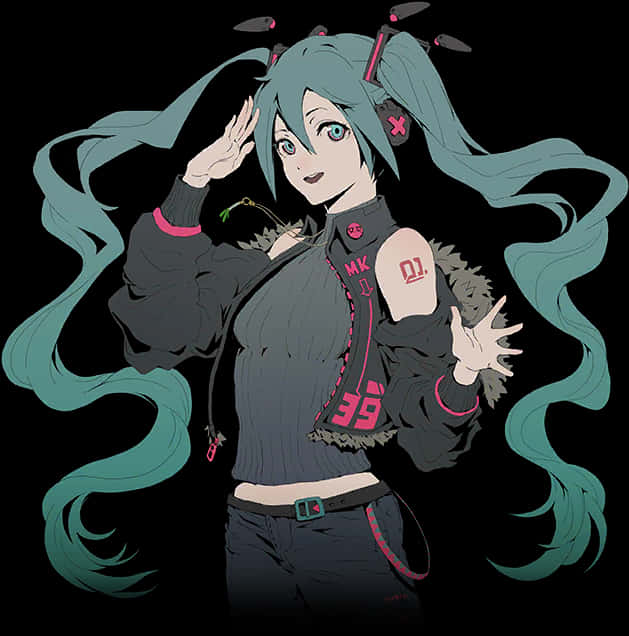 Hatsune Miku Saluting Pose