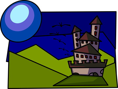 Haunted Castle Night Illustration