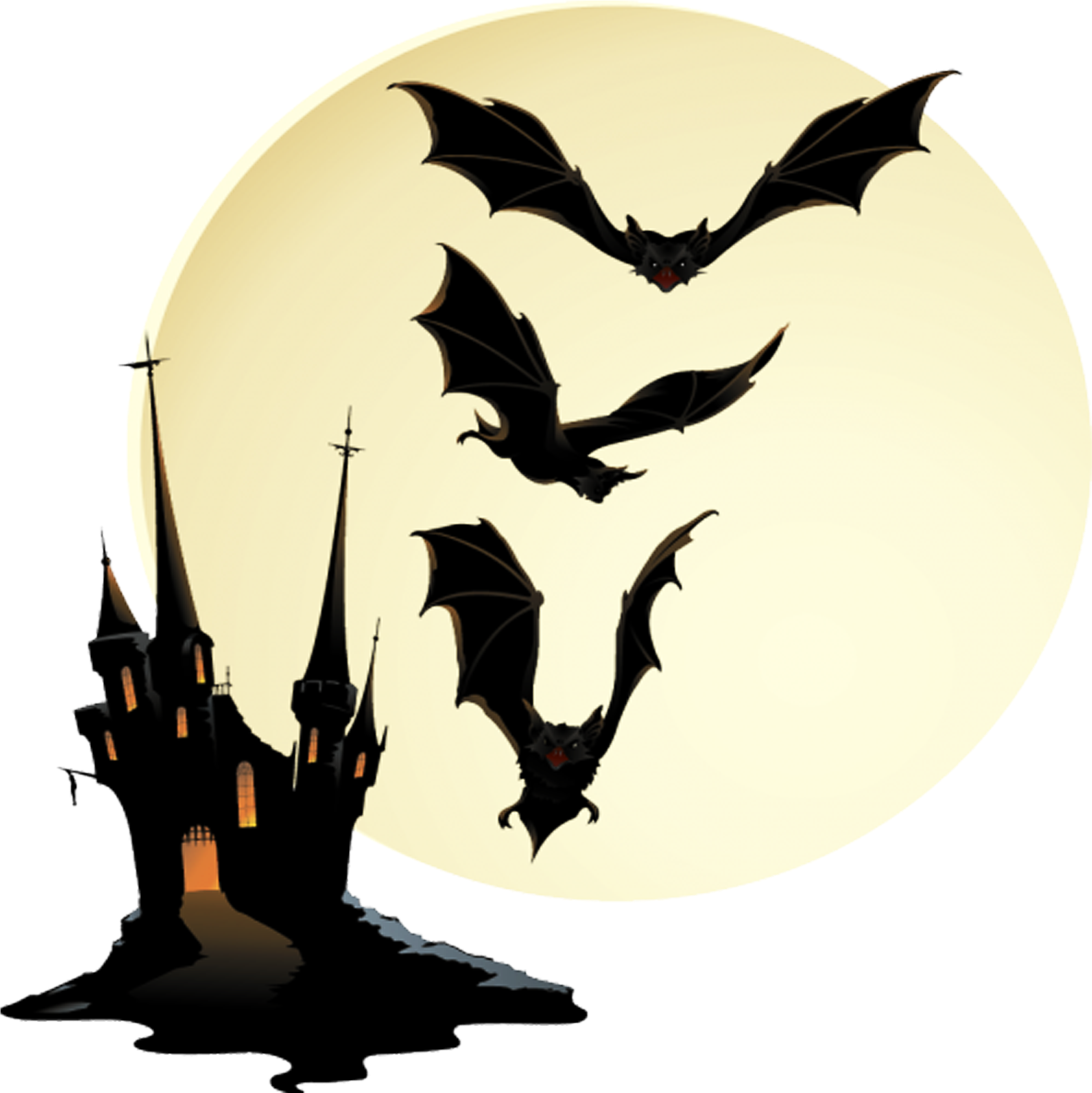 Haunted Castleand Bats Silhouette