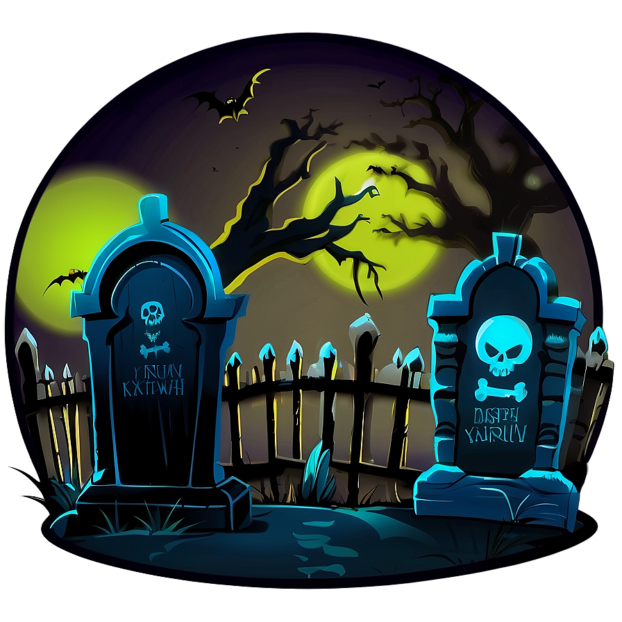 Haunted Graveyard Halloween Cartoon Png 82