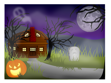 Haunted_ House_ Halloween_ Scene