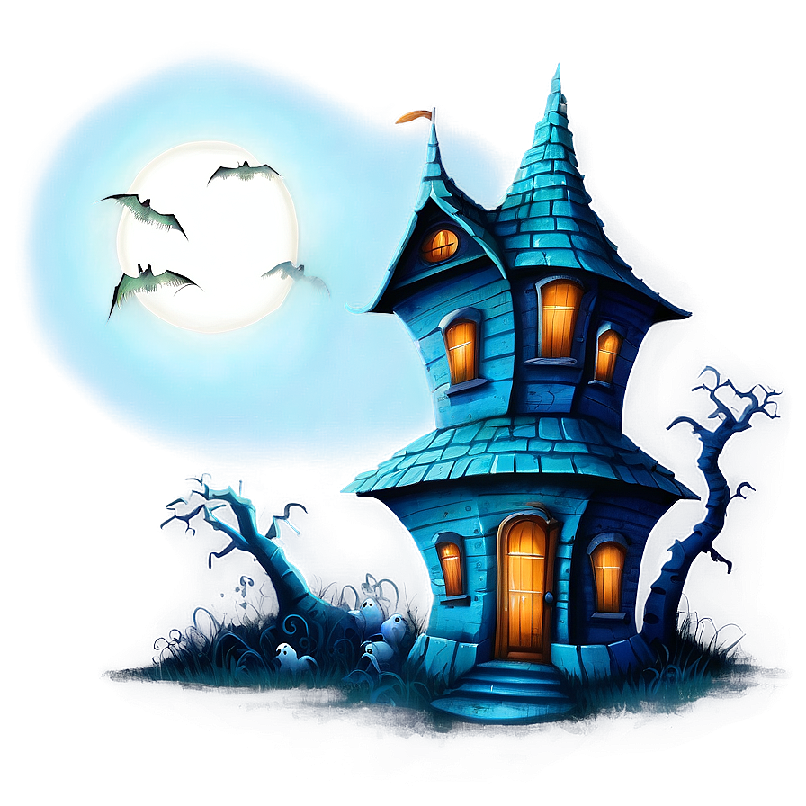 Haunted House Moonlit Night