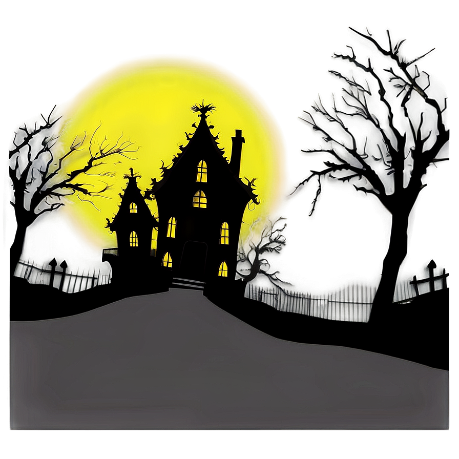 Haunted House Silhouette Png Eki47