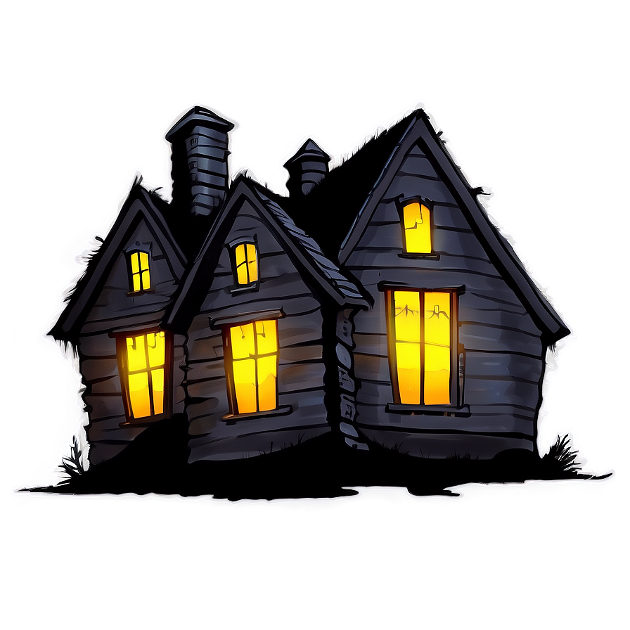 Haunted House With Glowing Windows Png Ywy