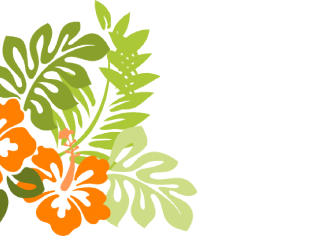 Hawaiian Flower Illustration Orange Green