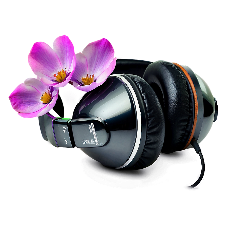 Headphones With Floral Design Png 05042024