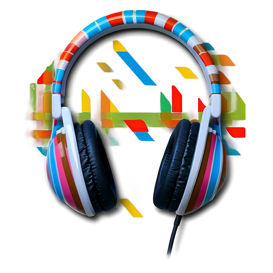 Headphones With Stripes Design Png 05042024