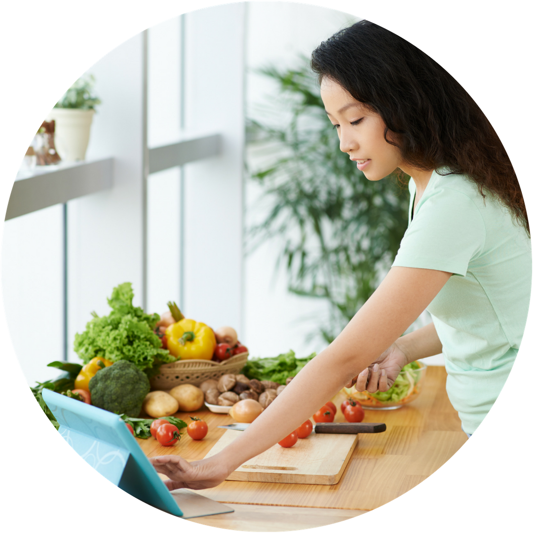 Healthy Meal Preparation Woman Cutting Vegetables