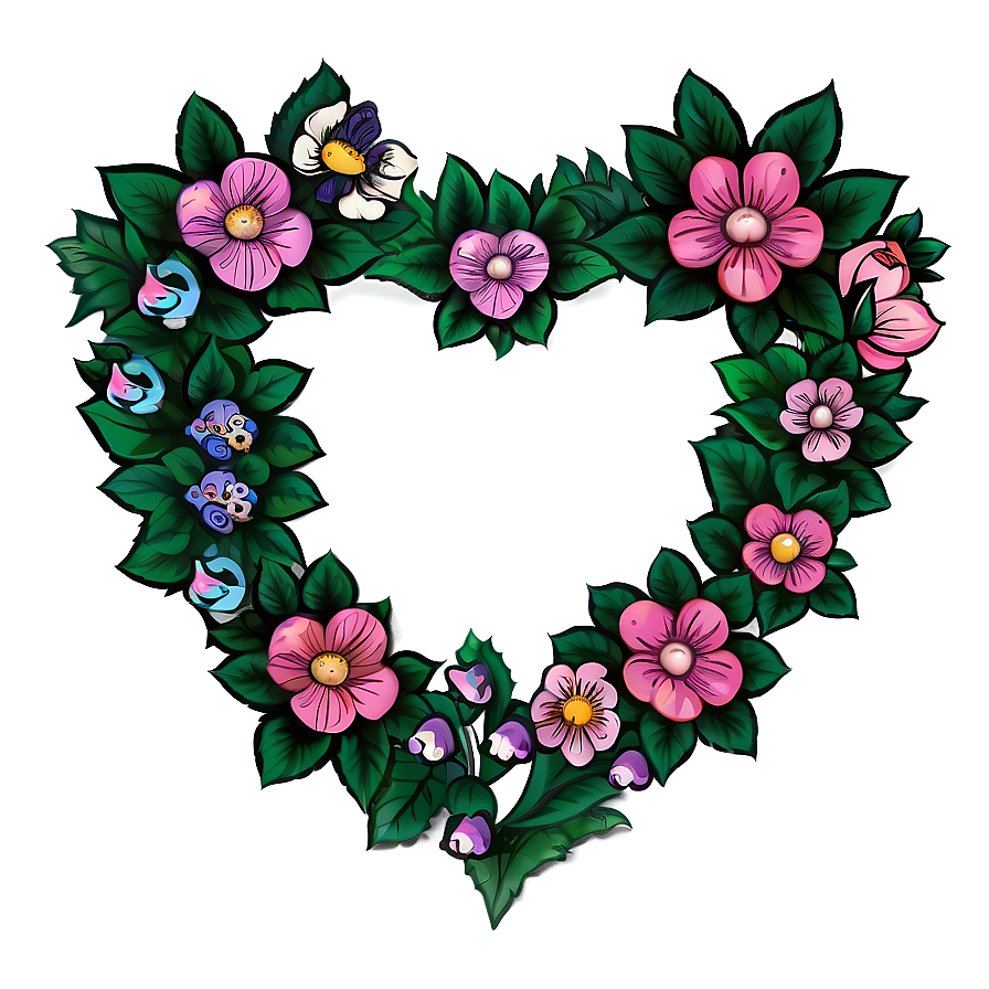 Heart And Flowers Illustration Png 39