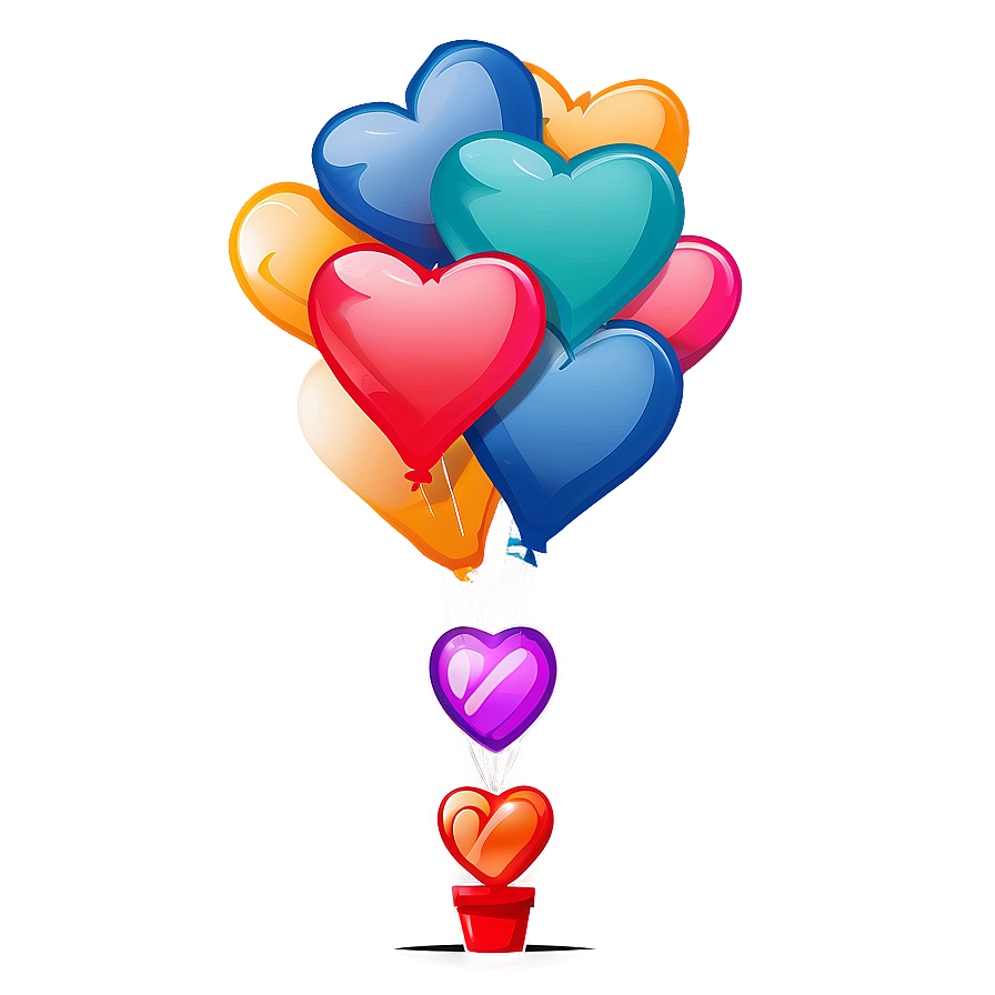 Heart Balloon Bouquet Png 06212024