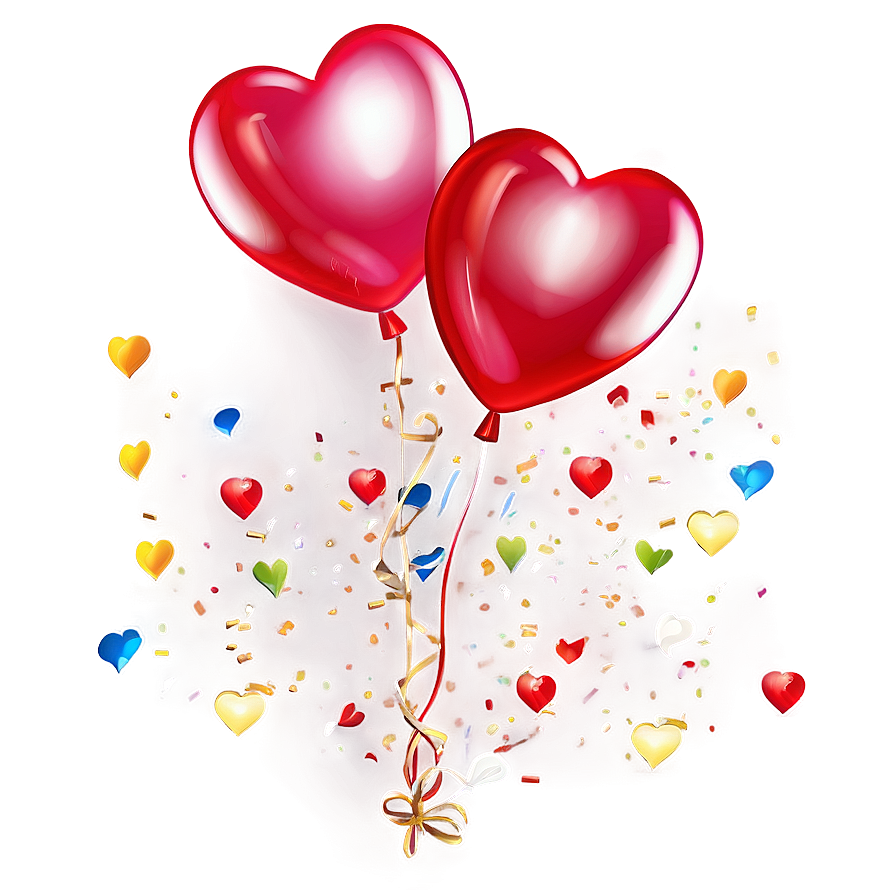 Heart Balloon With Confetti Png Sbd