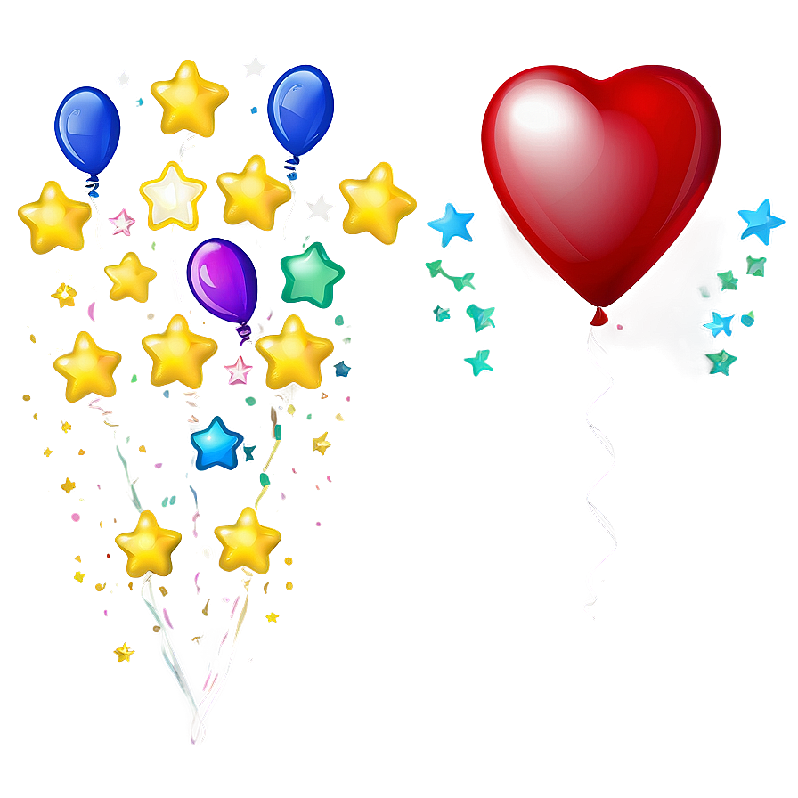 Heart Balloon With Stars Png 5