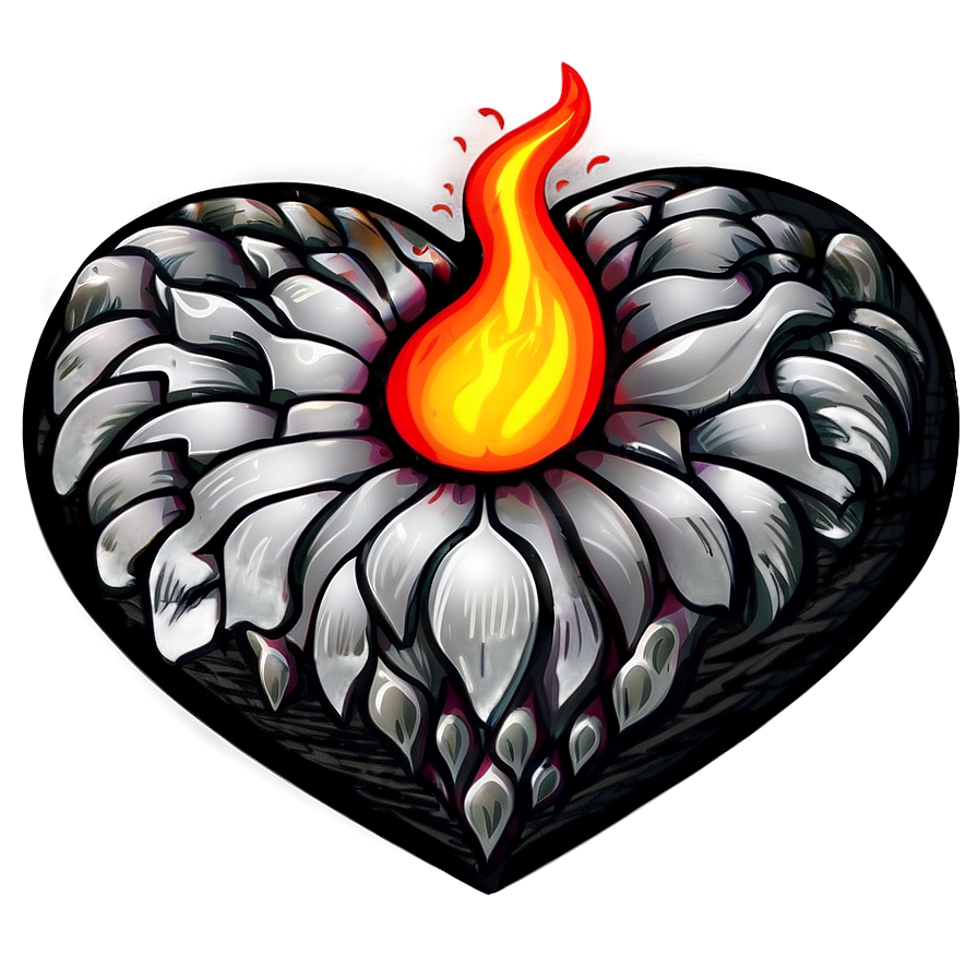 Heart In Flames Drawing Png Exx