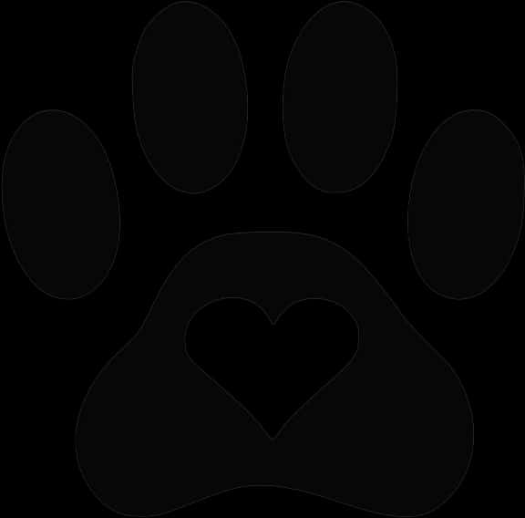 Heart In Paw Icon Black