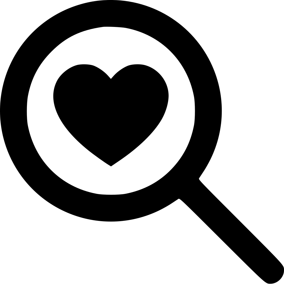 Heart Search Icon Black Love