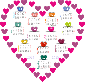 Heart Shaped Calendar2018