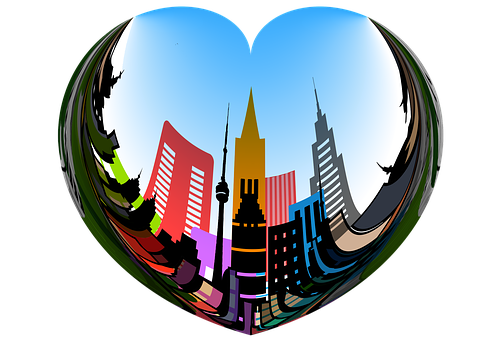 Heart Shaped City Skyline