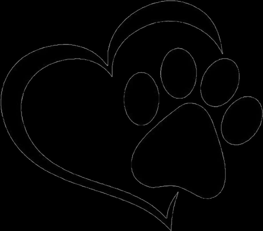 Heart Shaped Paw Outline