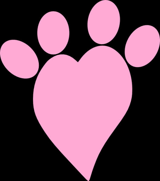 Heart Shaped Pink Paw Print