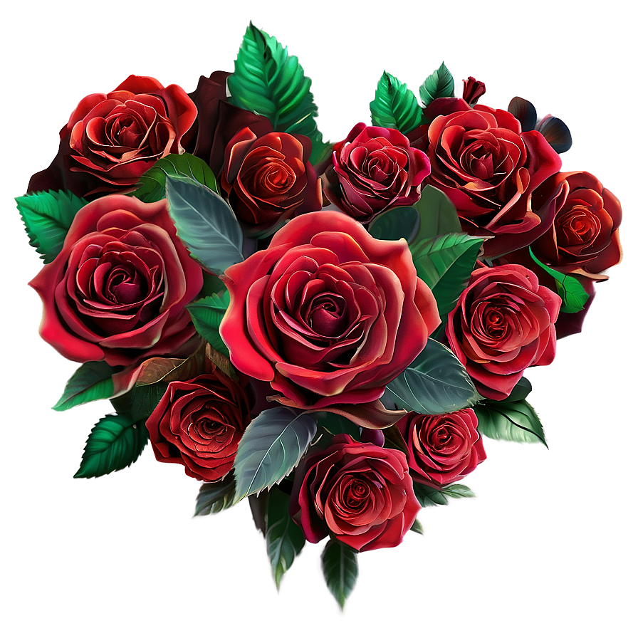 Heart-shaped Roses Bouquet Png 36