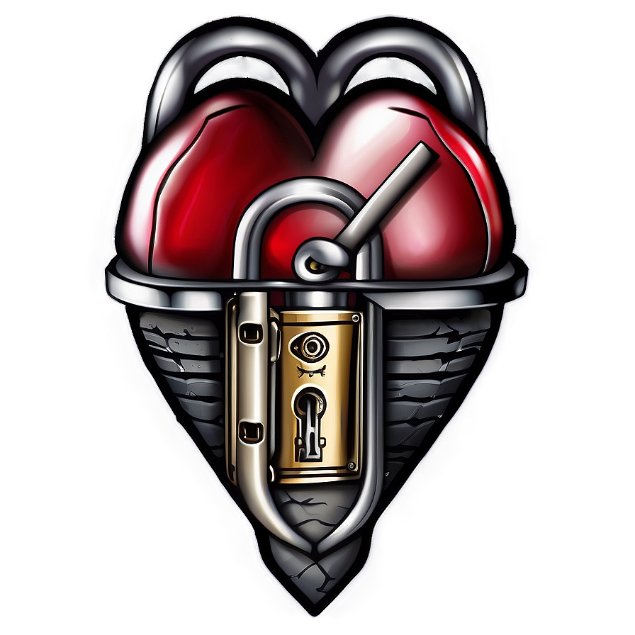 Heart With Lock Tattoo Png 06202024