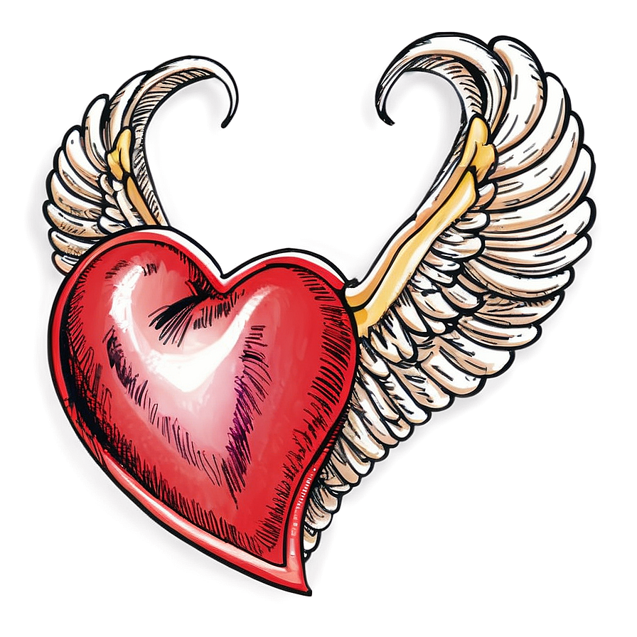 Heart With Wings Sketch Png Aqj