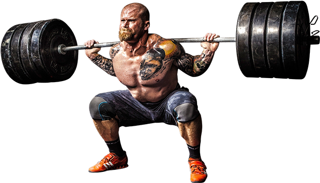 Heavy Barbell Squat Tattooed Athlete.png