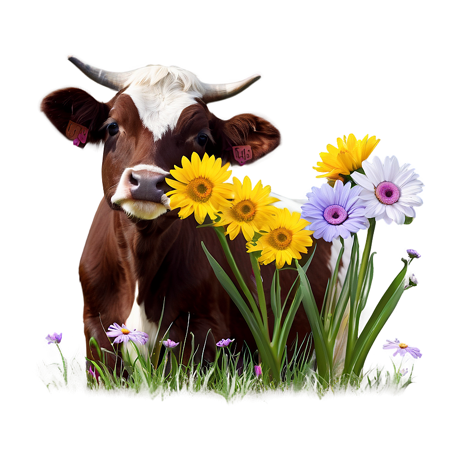 Heifer With Flowers Png Wgj