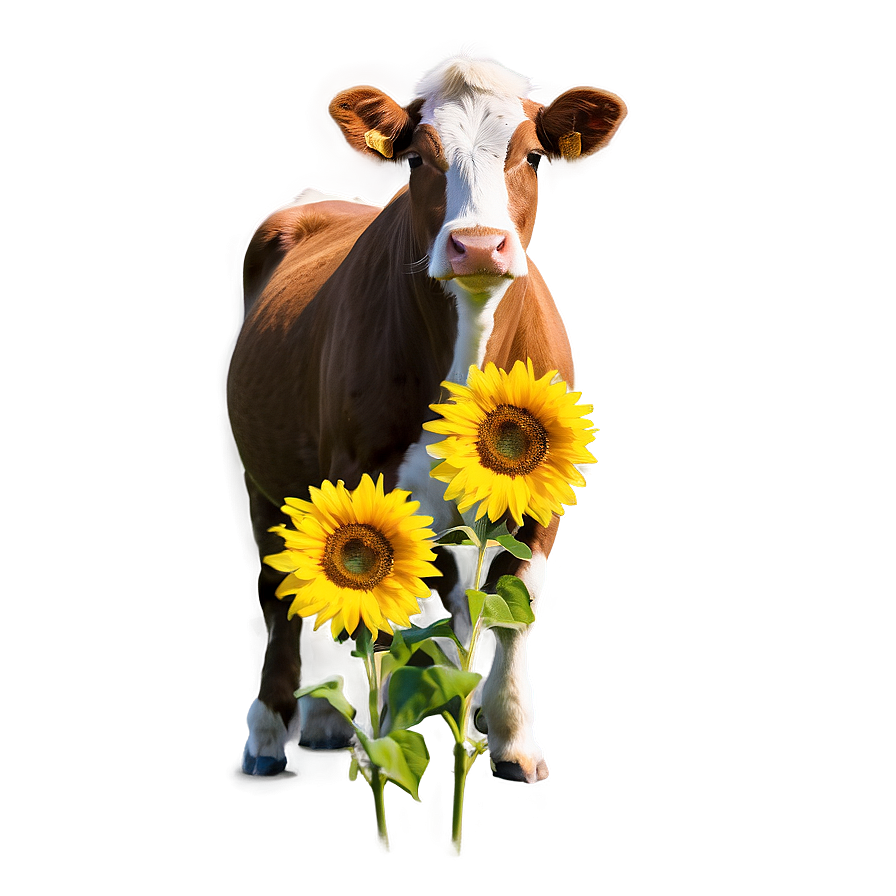 Heifer With Sunflower Png Kkw