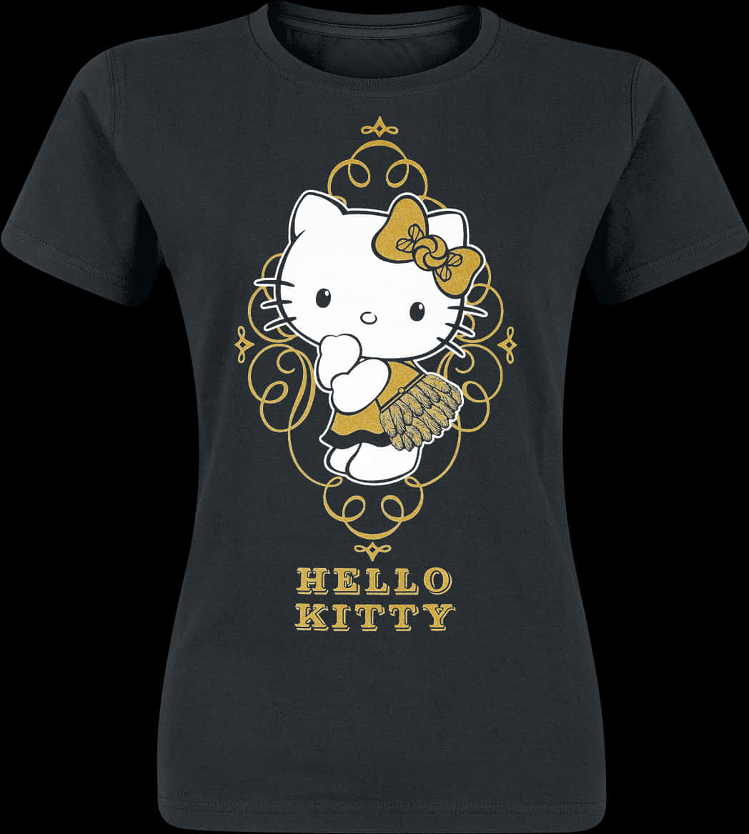 Hello Kitty Golden Ribbon T Shirt Design