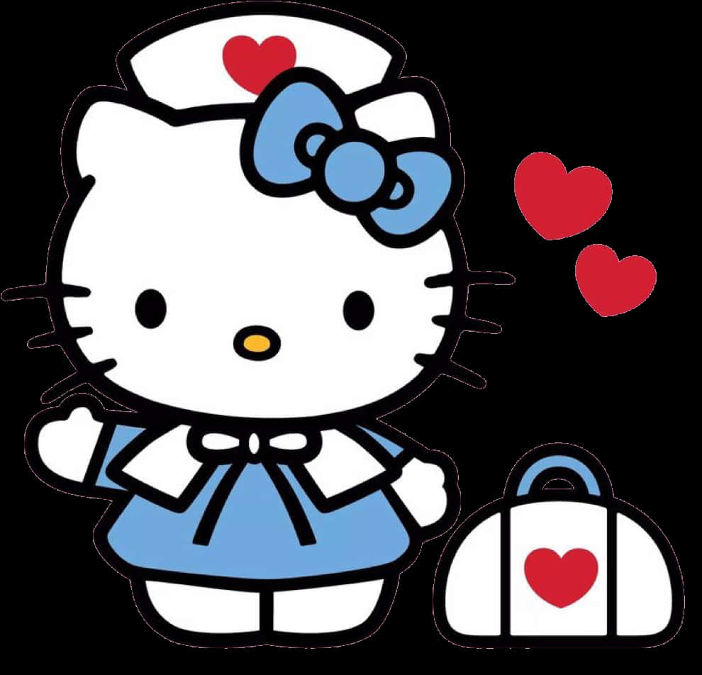 Hello Kitty Nurse With Heartsand Bag