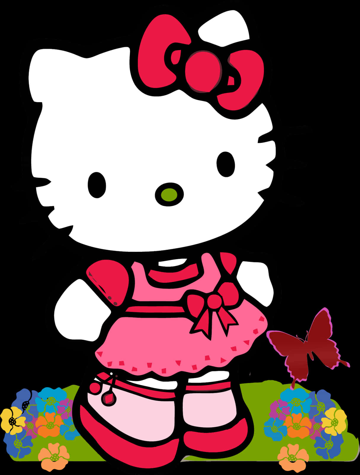 Hello Kitty Red Dress Butterfly