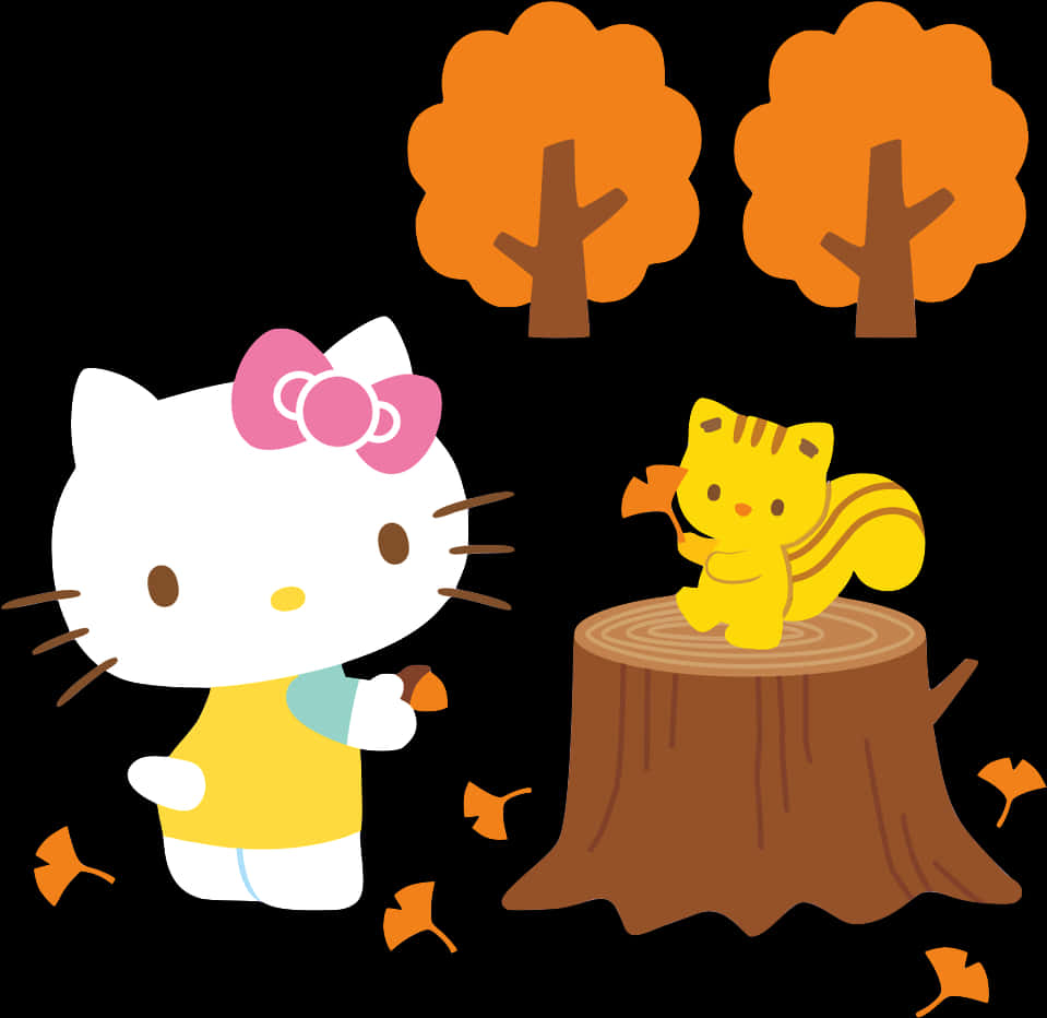 Hello Kittyand Friend Autumn Scene