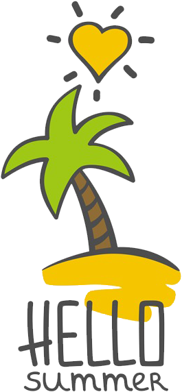 Hello Summer Palm Tree Clipart