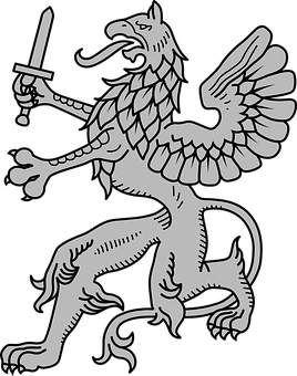 Heraldic_ Griffin_with_ Sword_ Vector