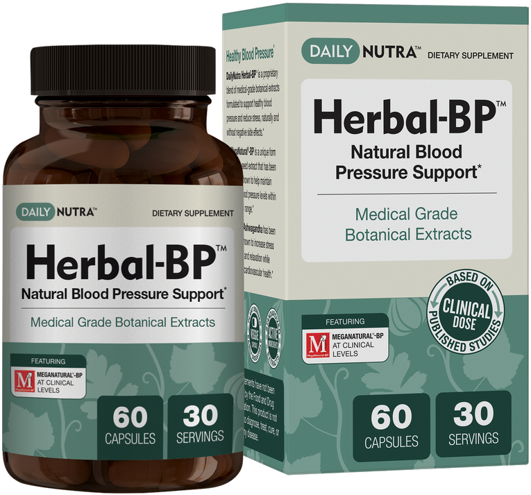 Herbal B P Supplement Bottleand Box