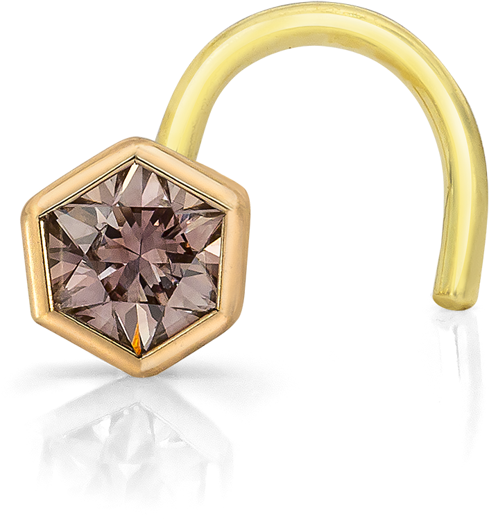 Hexagonal Gemstone Nose Ring