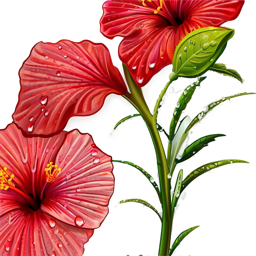 Hibiscus With Dew Png Yhc