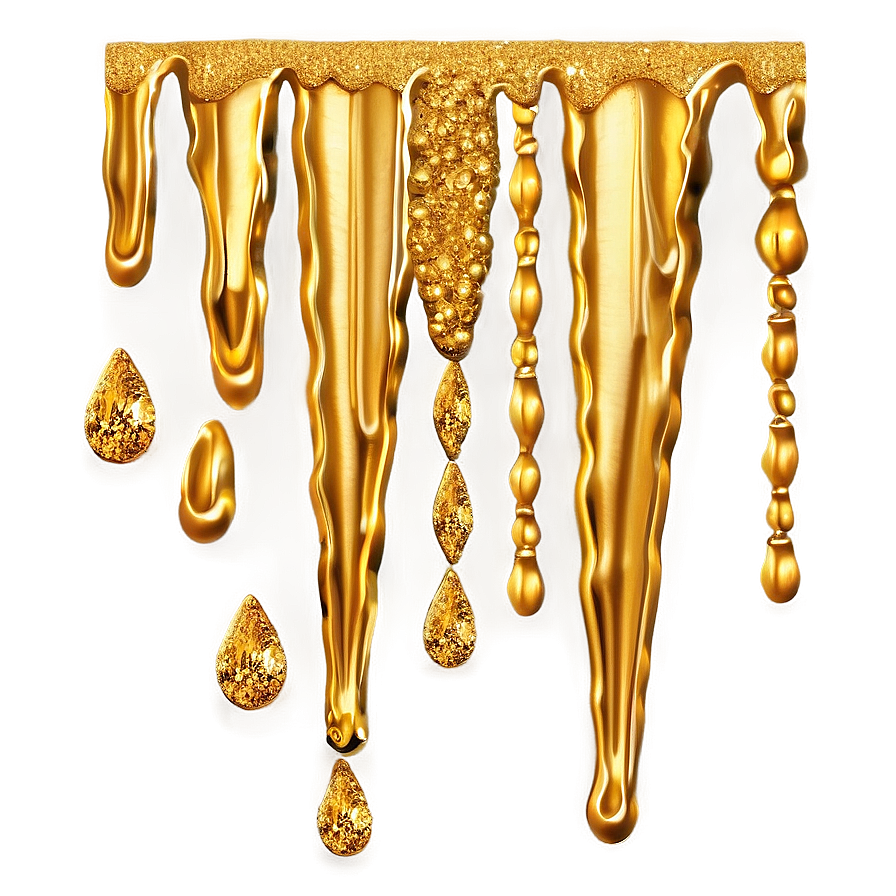 High-quality Gold Glitter Drip Png 06282024