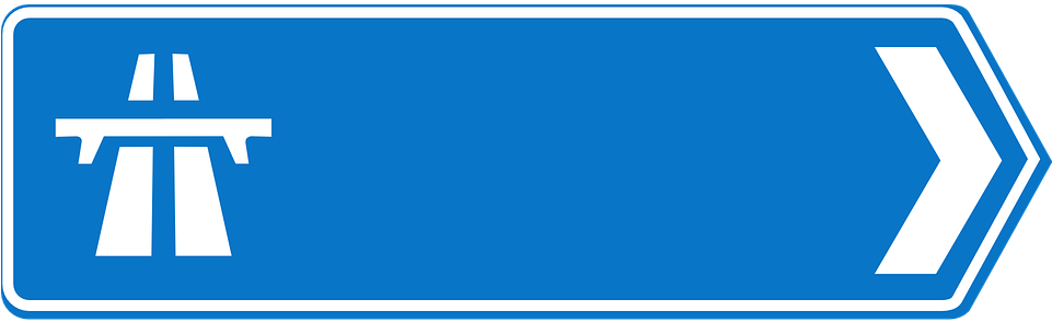 Highway Direction Sign Blue Background