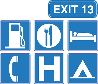 Highway Exit Services Signs