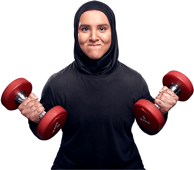 Hijabi Woman Weightlifting Fitness