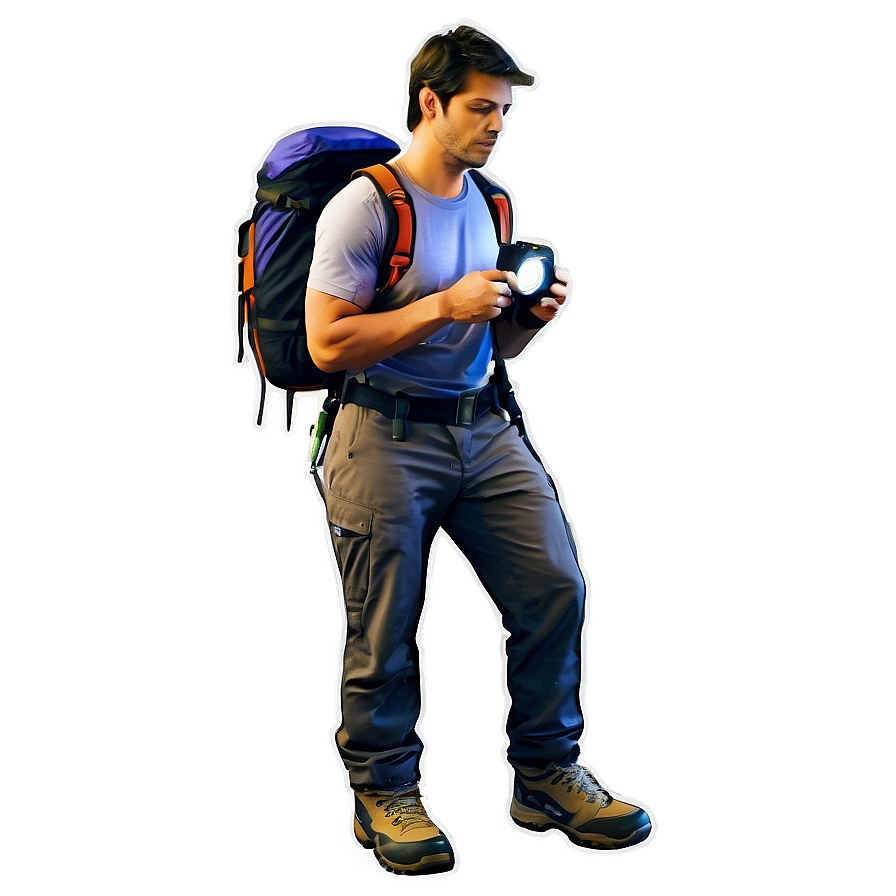 Hiker With Headlamp Png Ufb