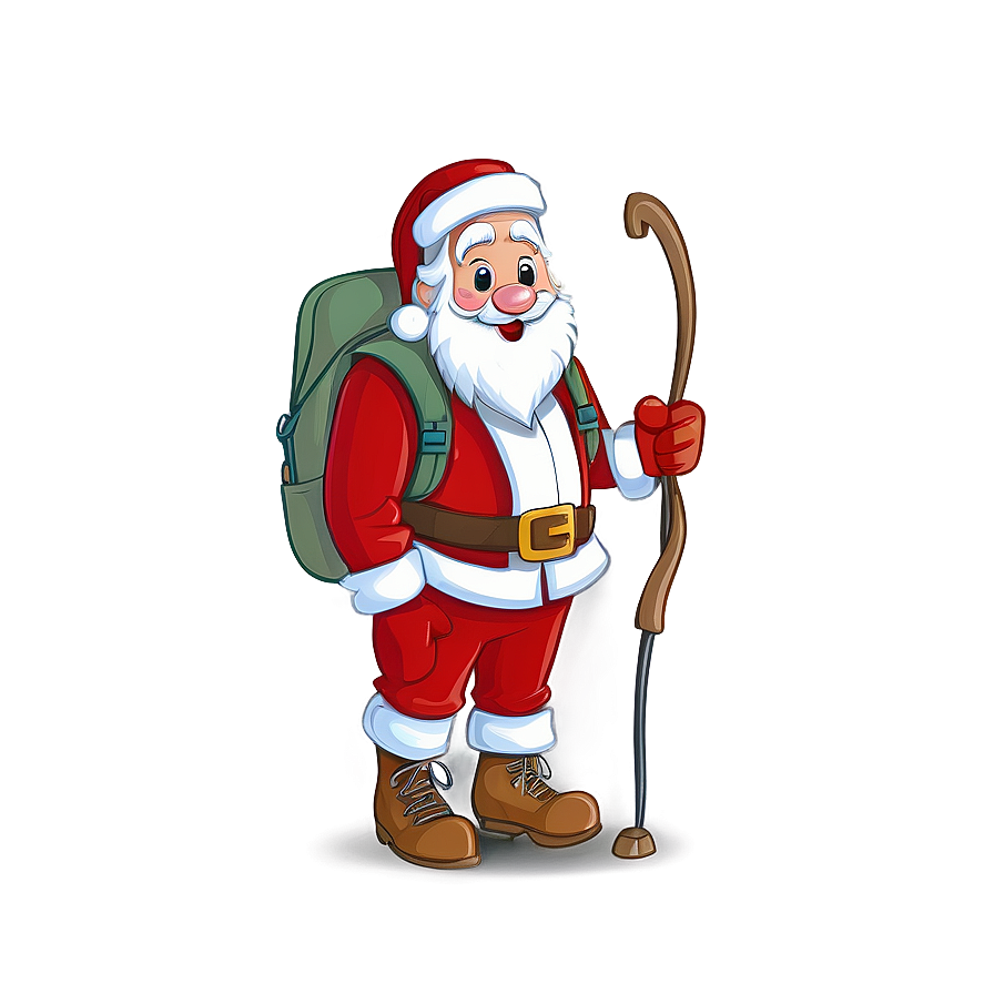 Hiking Santa Cartoon Png 06282024