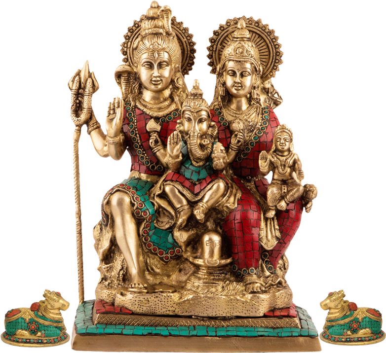 Hindu Deities Ganesh Shiva Parvati Statue