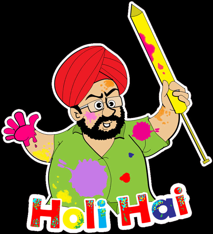 Holi Celebration Cartoon Man